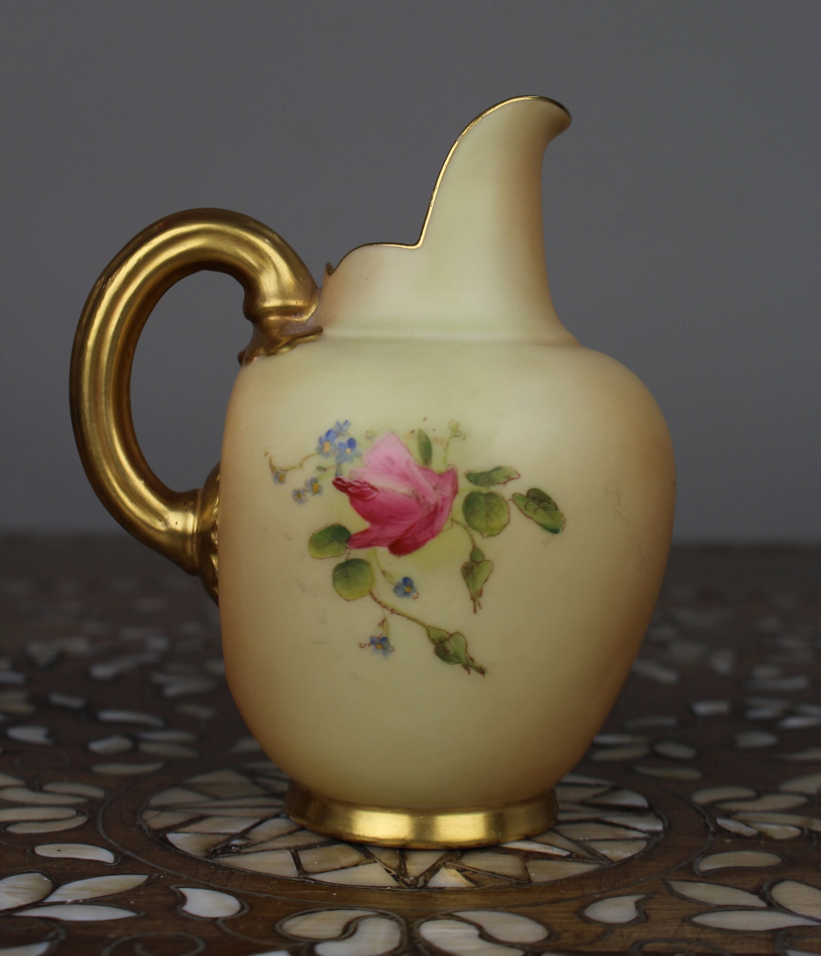 Title: Royal Worcester Blush Ivory Floral Ewer, Shape 1094, 1914 Description: Royal Worcester Floral - 2