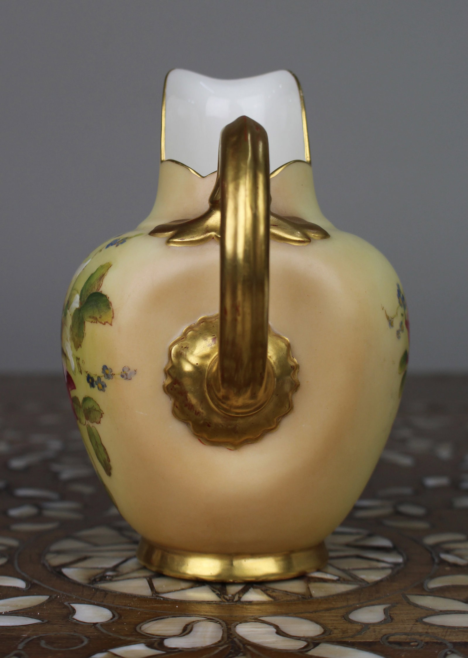 Title: Royal Worcester Blush Ivory Floral Ewer, Shape 1094, 1914 Description: Royal Worcester Floral - 4