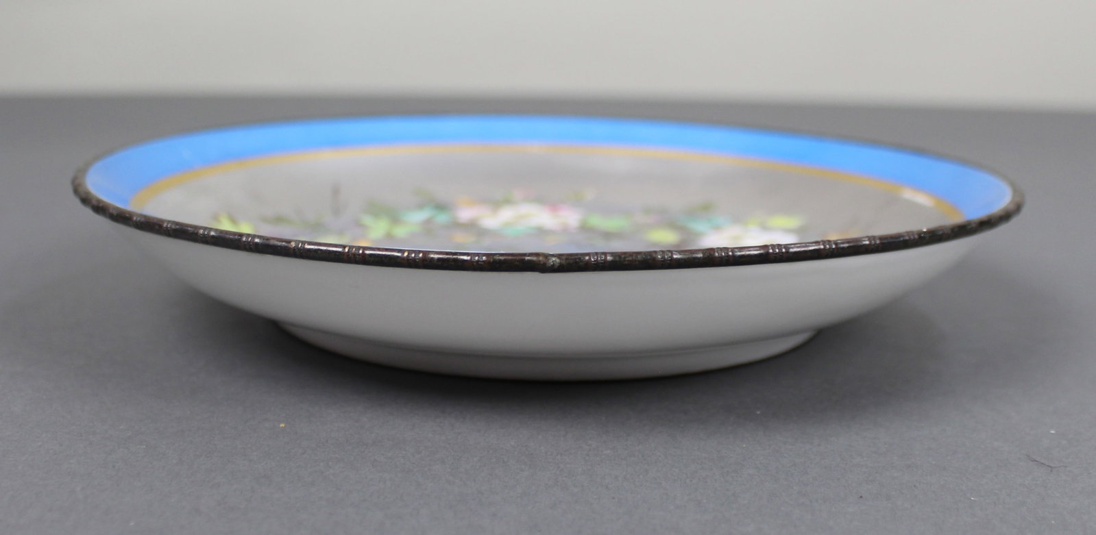Title: Antique Continental Porcelain Platinum Dish with Gilt Bronze Rim Description: Antique - 16