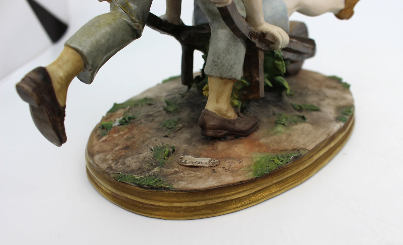 Title: Capodimonte Figurine Boys in Wheelbarrown by Bernacchio Description: Capodimonte Figurine - 6