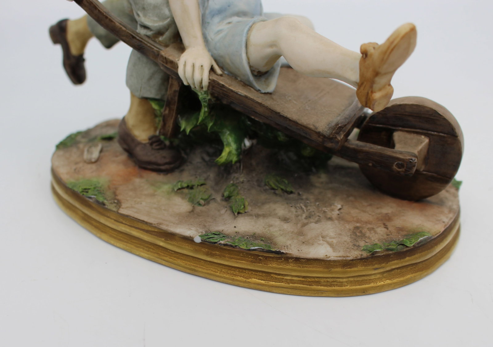 Title: Capodimonte Figurine Boys in Wheelbarrown by Bernacchio Description: Capodimonte Figurine - 8