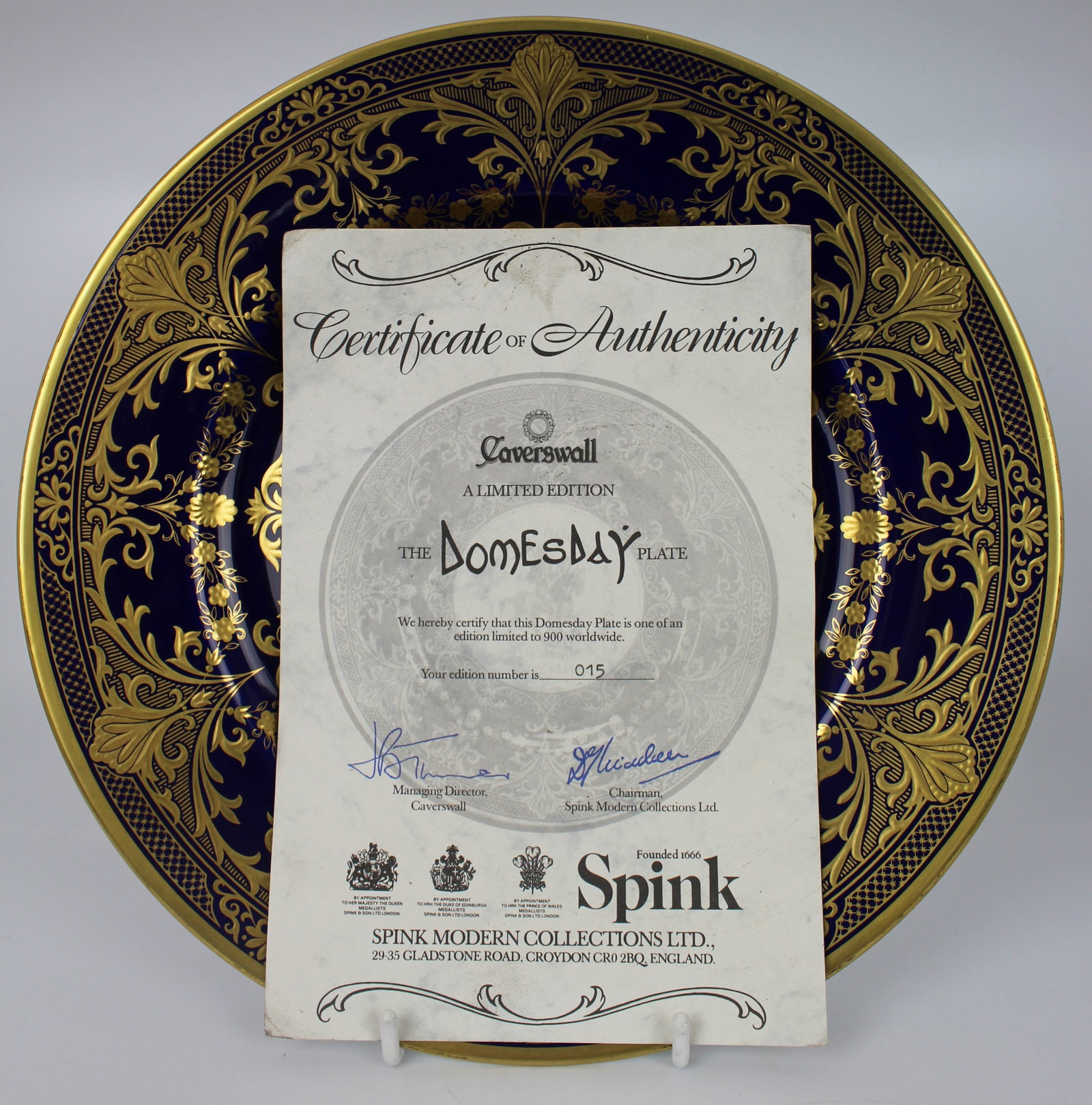 Title: Caverswall Limited Edition "Domesday" Plate Cobalt Blue & Gilded Description: Caverswall - 7