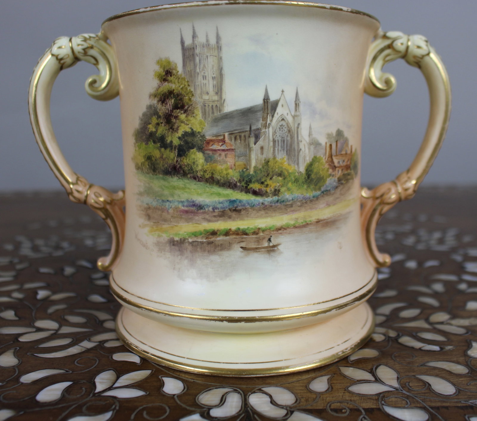 Title: Large Royal Worcester Loving Cup Worcester Cathedral c.1902 Description: Large Royal - 13