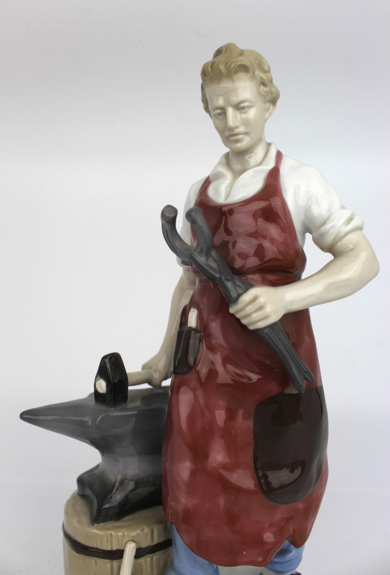 Title: Vintage German Grafenthal Carl Scheidig Porcelain Blacksmith Figurine Description: Vintage - 6