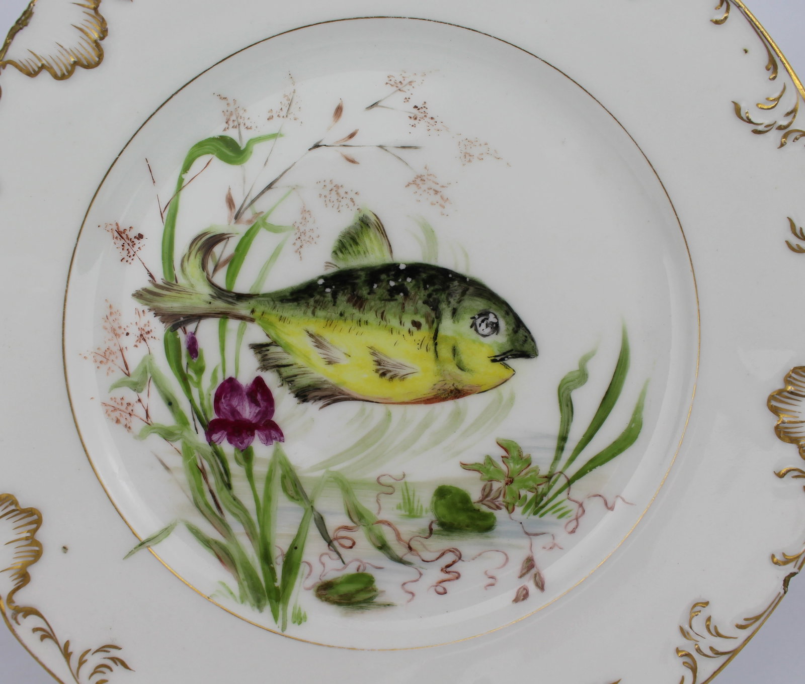Title: Set of 4 Edwardian Hand Painted Fish Plates, Signed Wolly Fowkes 1903 Description: Set of 4 - 14