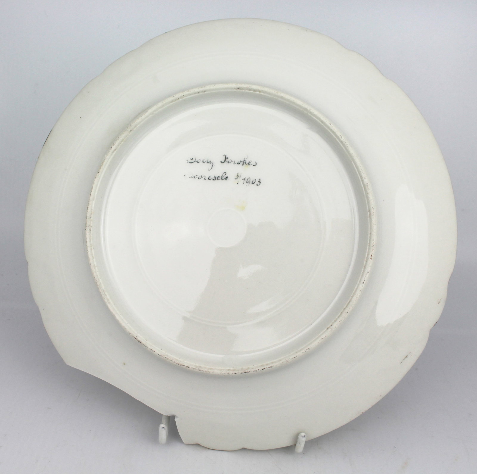 Title: Set of 4 Edwardian Hand Painted Fish Plates, Signed Wolly Fowkes 1903 Description: Set of 4 - 18