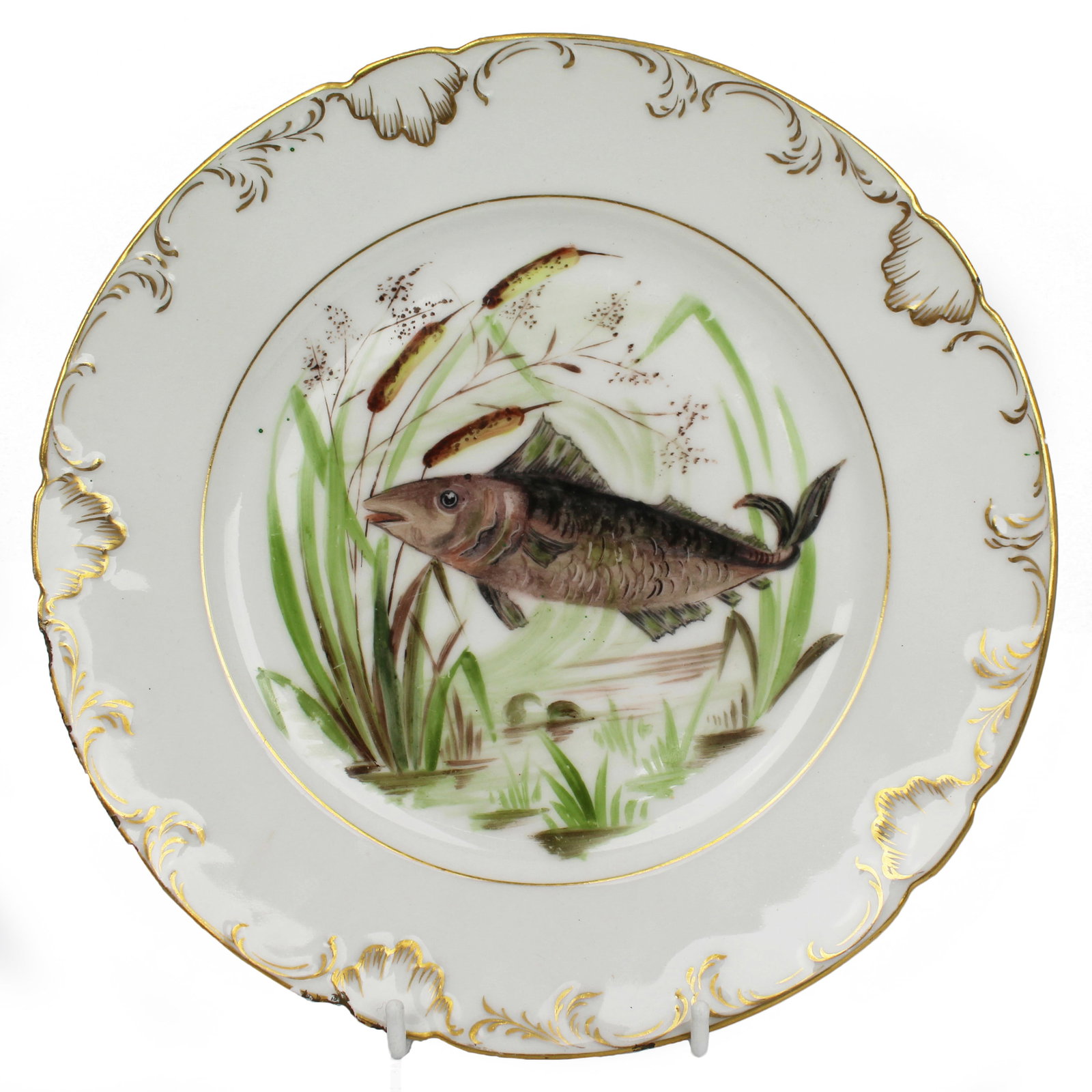 Title: Set of 4 Edwardian Hand Painted Fish Plates, Signed Wolly Fowkes 1903 Description: Set of 4 - 2