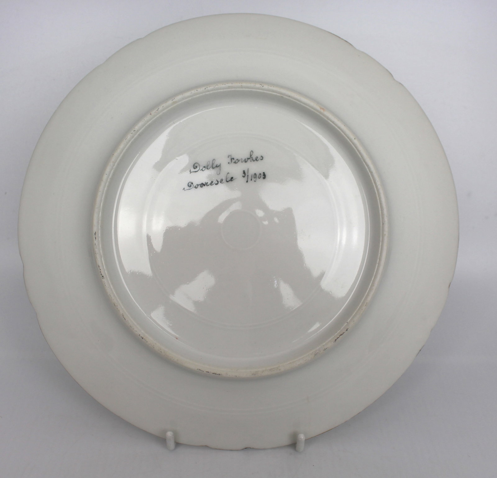 Title: Set of 4 Edwardian Hand Painted Fish Plates, Signed Wolly Fowkes 1903 Description: Set of 4 - 5