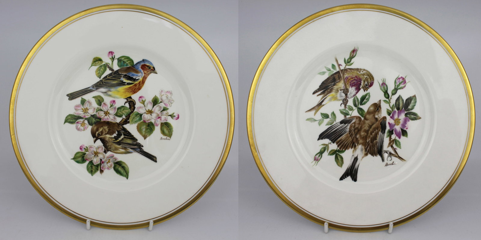 Title: Pair of Boehm Porcelain Bird Plates Description: Pair of Boehm Porcelain Bird Plates (1 of 6)