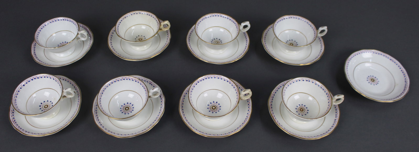 Title: Antique English Porcelain Tea Cups & Saucers Description: Antique English Porcelain Tea (1 of 7)