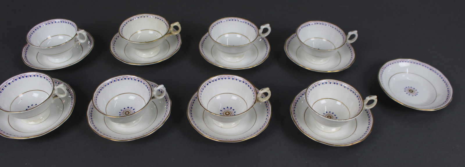 Title: Antique English Porcelain Tea Cups & Saucers Description: Antique English Porcelain Tea - 2