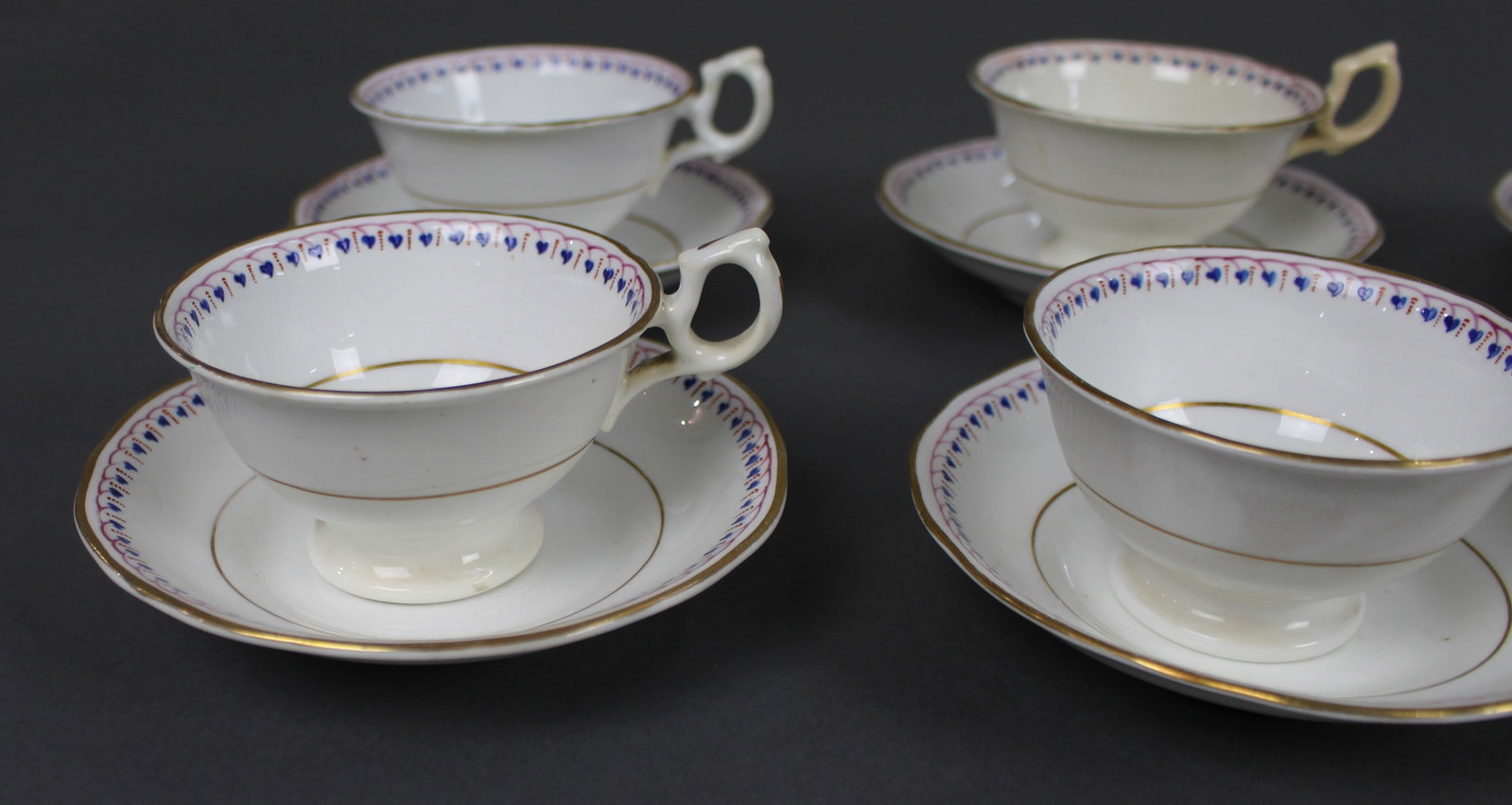 Title: Antique English Porcelain Tea Cups & Saucers Description: Antique English Porcelain Tea - 3