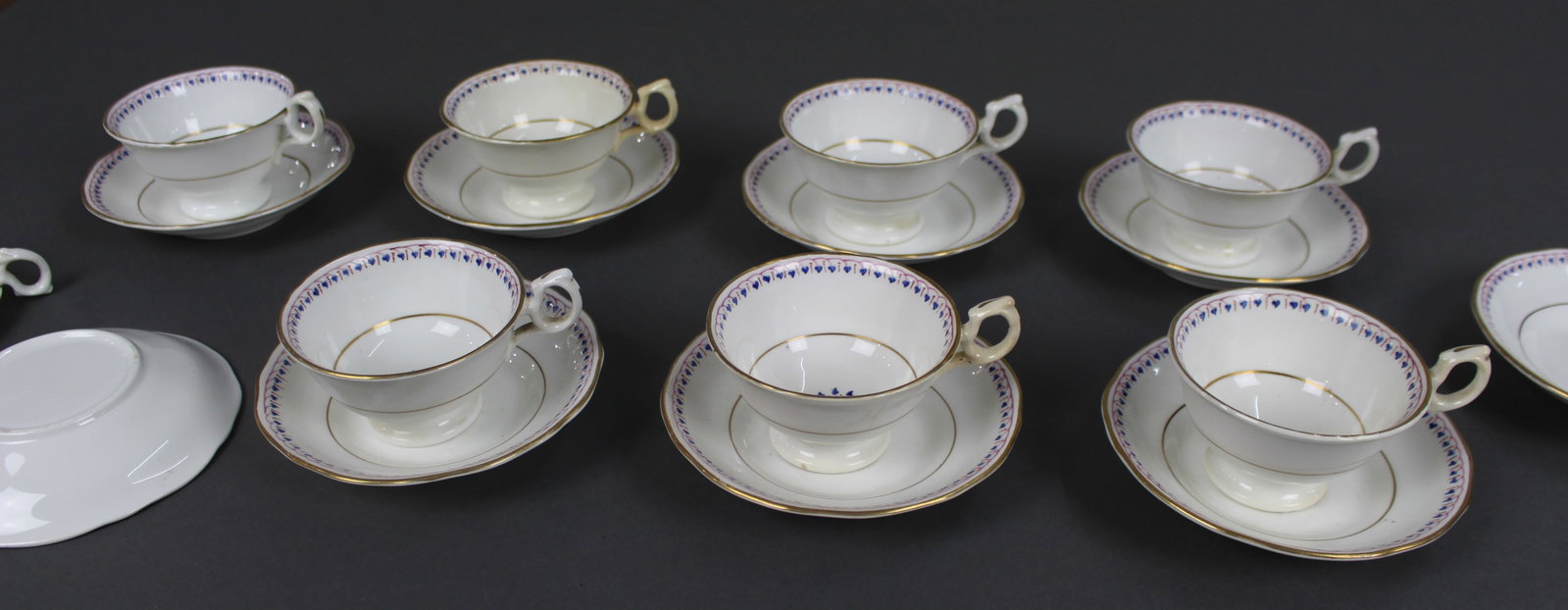Title: Antique English Porcelain Tea Cups & Saucers Description: Antique English Porcelain Tea - 7