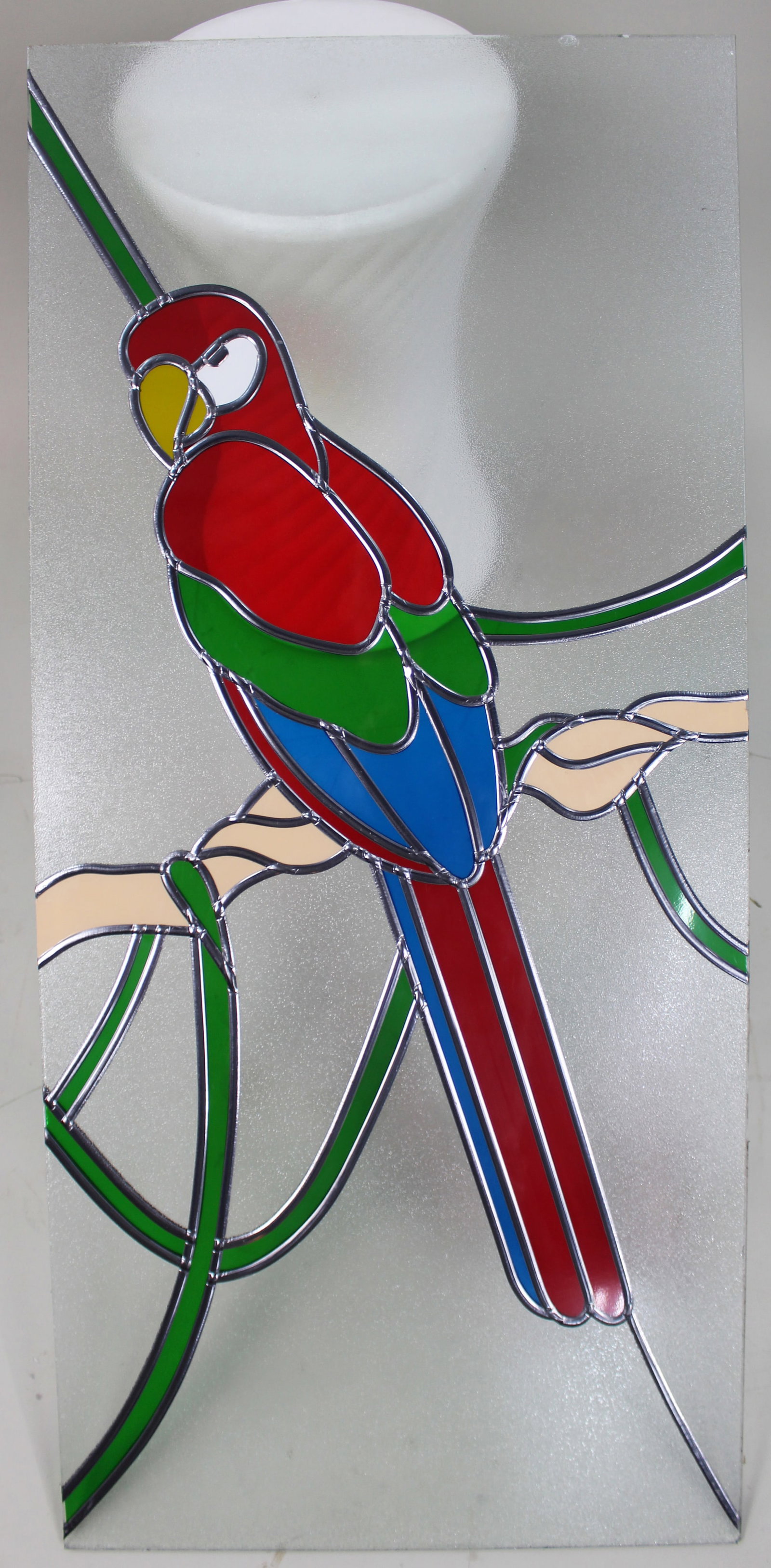 Title: Large Contemporary Leaded Stained Glass Panel Colourful Macaw Parrot Description: Large - 4