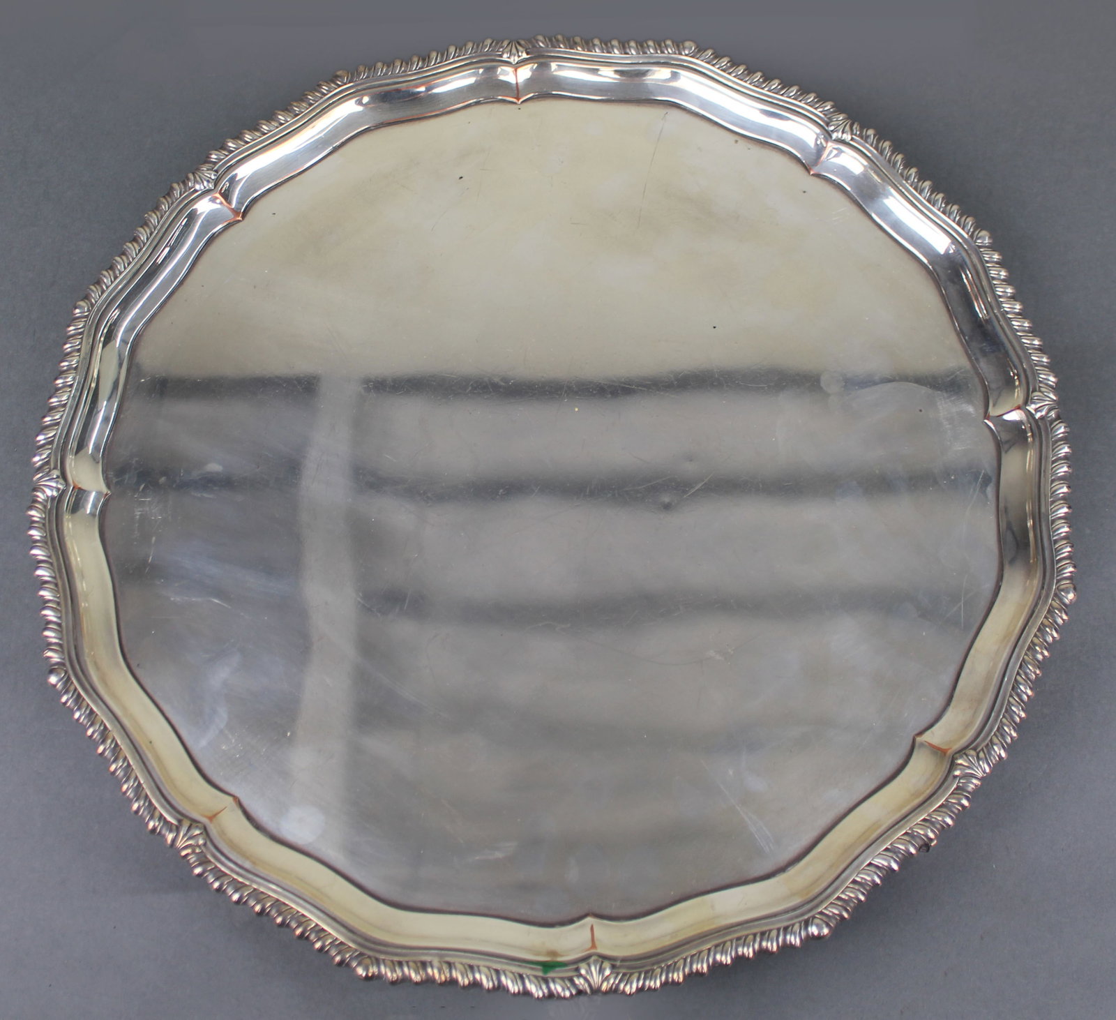 Title: Antique Silver Plated Footed Serving Tray Description: Antique Silver Plated Footed Serving (1 of 4)