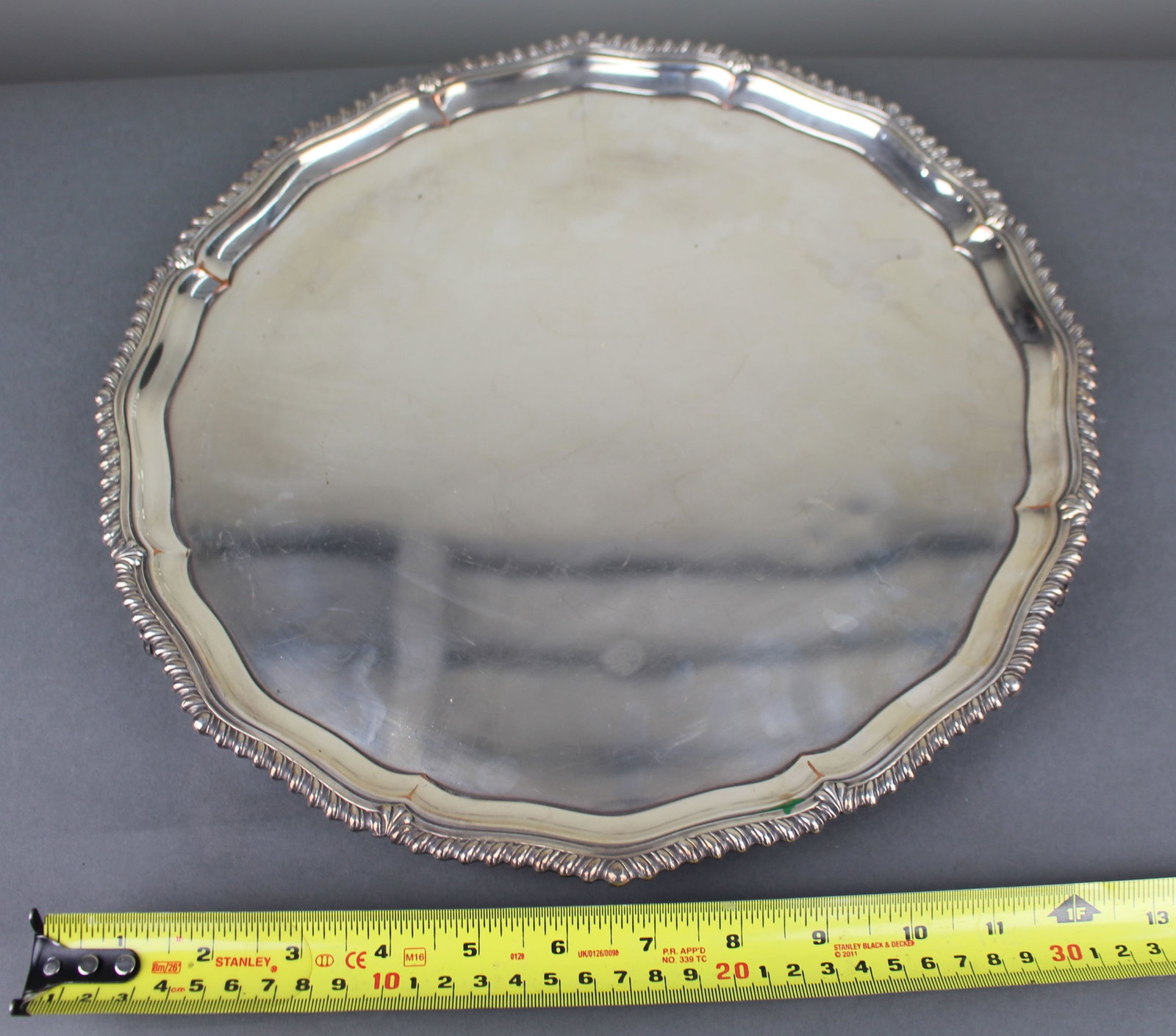 Title: Antique Silver Plated Footed Serving Tray Description: Antique Silver Plated Footed Serving - 3
