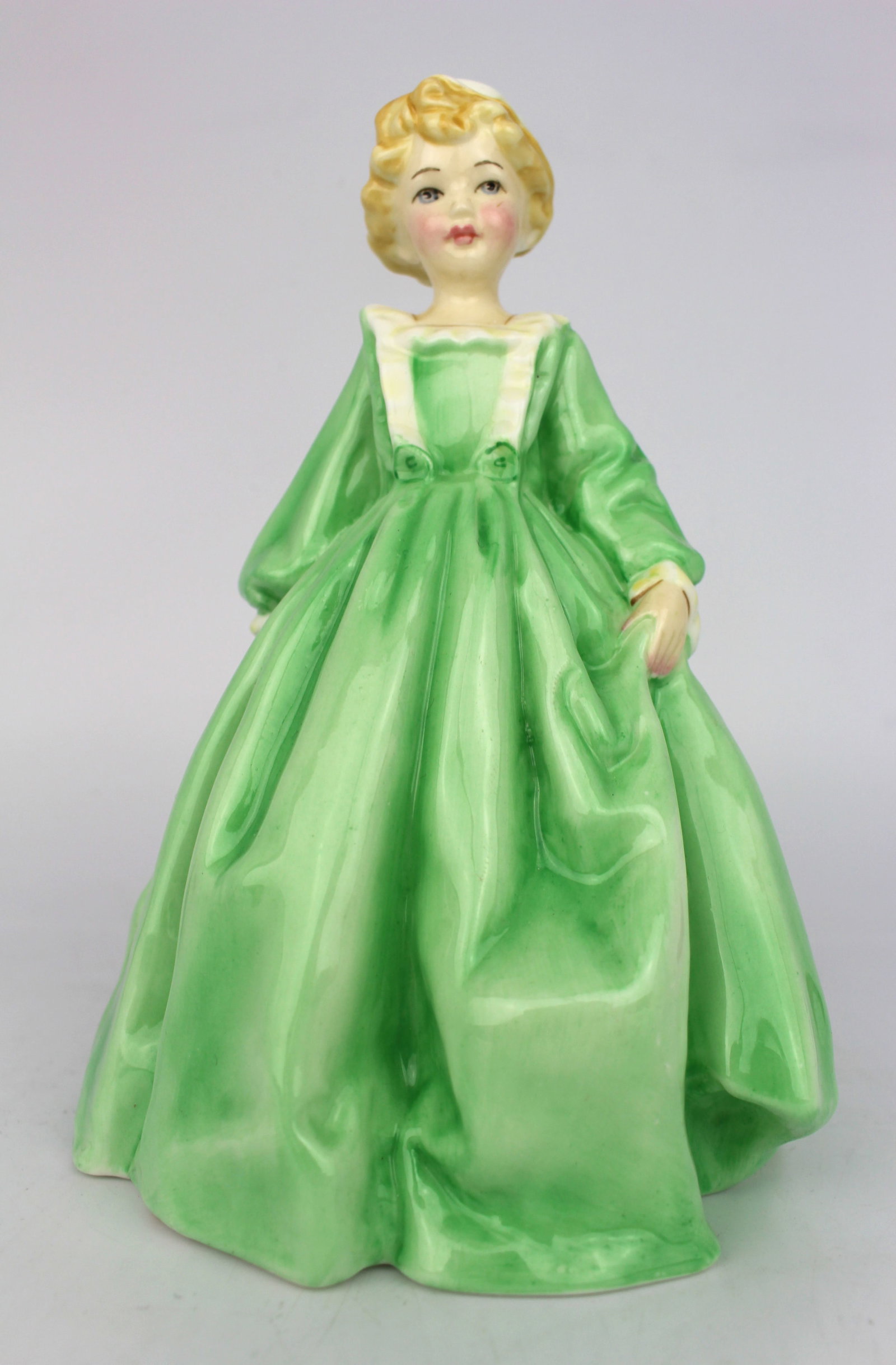 Title: Royal Worcester Figurine Green Grandmothers Dress Description: Royal Worcester Figurine Green (1 of 2)