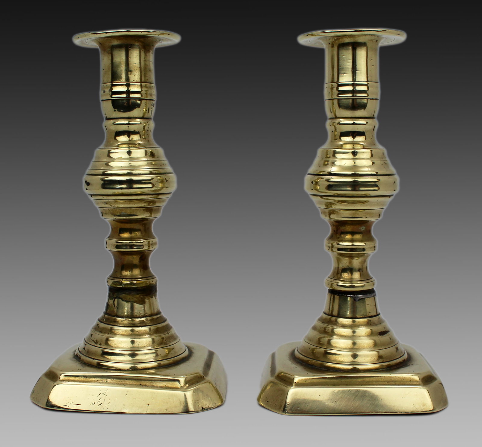 Title: Pair of Antique Brass Candlesticks Description: Pair of Early Victorian Brass (1 of 1)