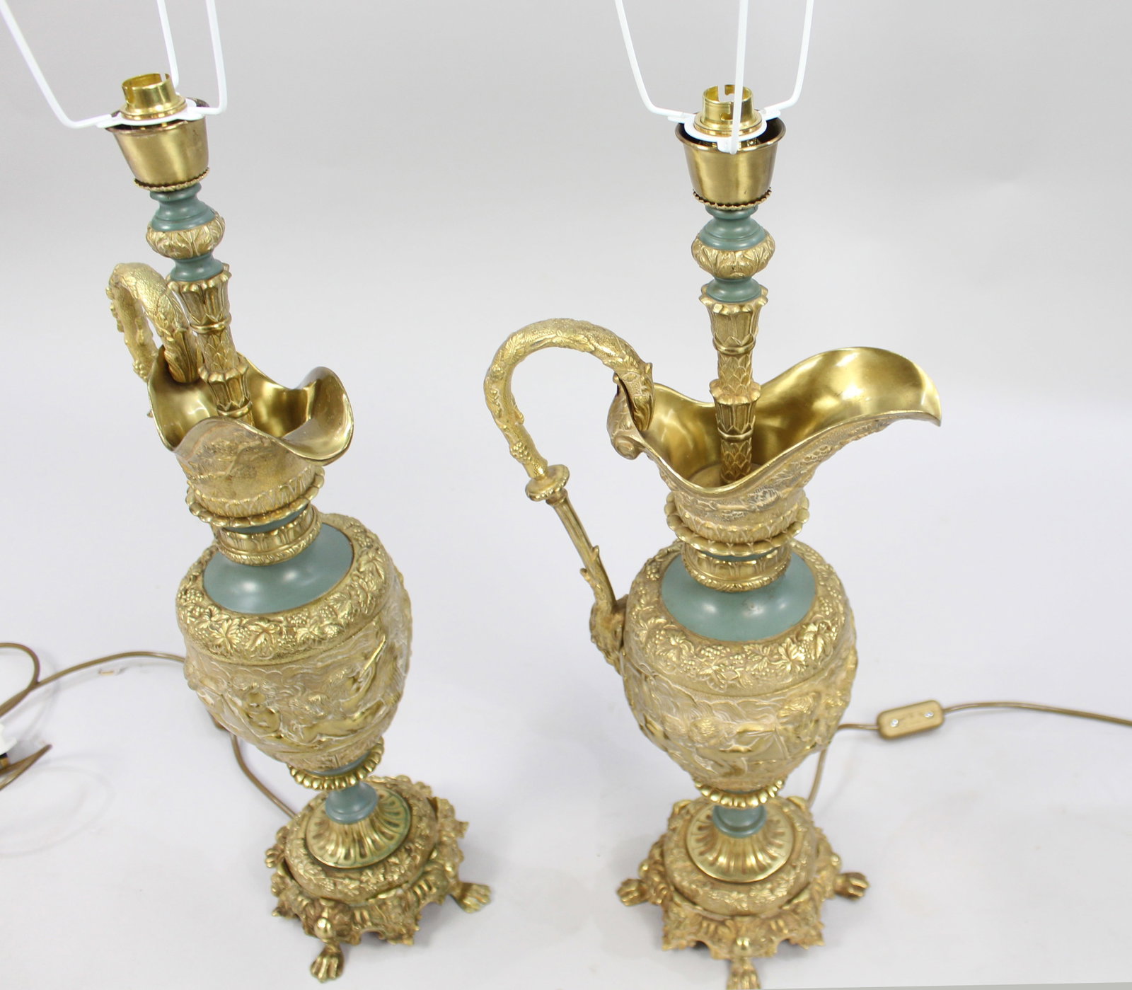 Title: Fine Pair of Late 19th Century Gilt Metal Ewer Form Table Lamps, c.1890 Description: Fine - 2