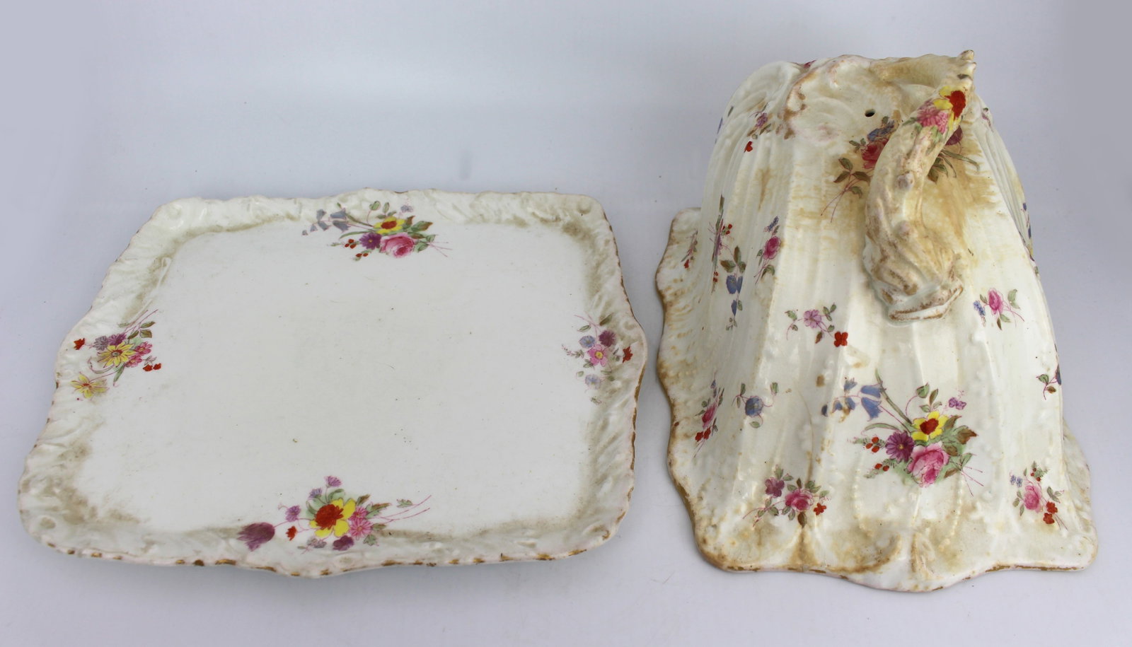 Title: Antique Staffordshire Cheese Dish Description: Antique Staffordshire Cheese Dish Measures - 2