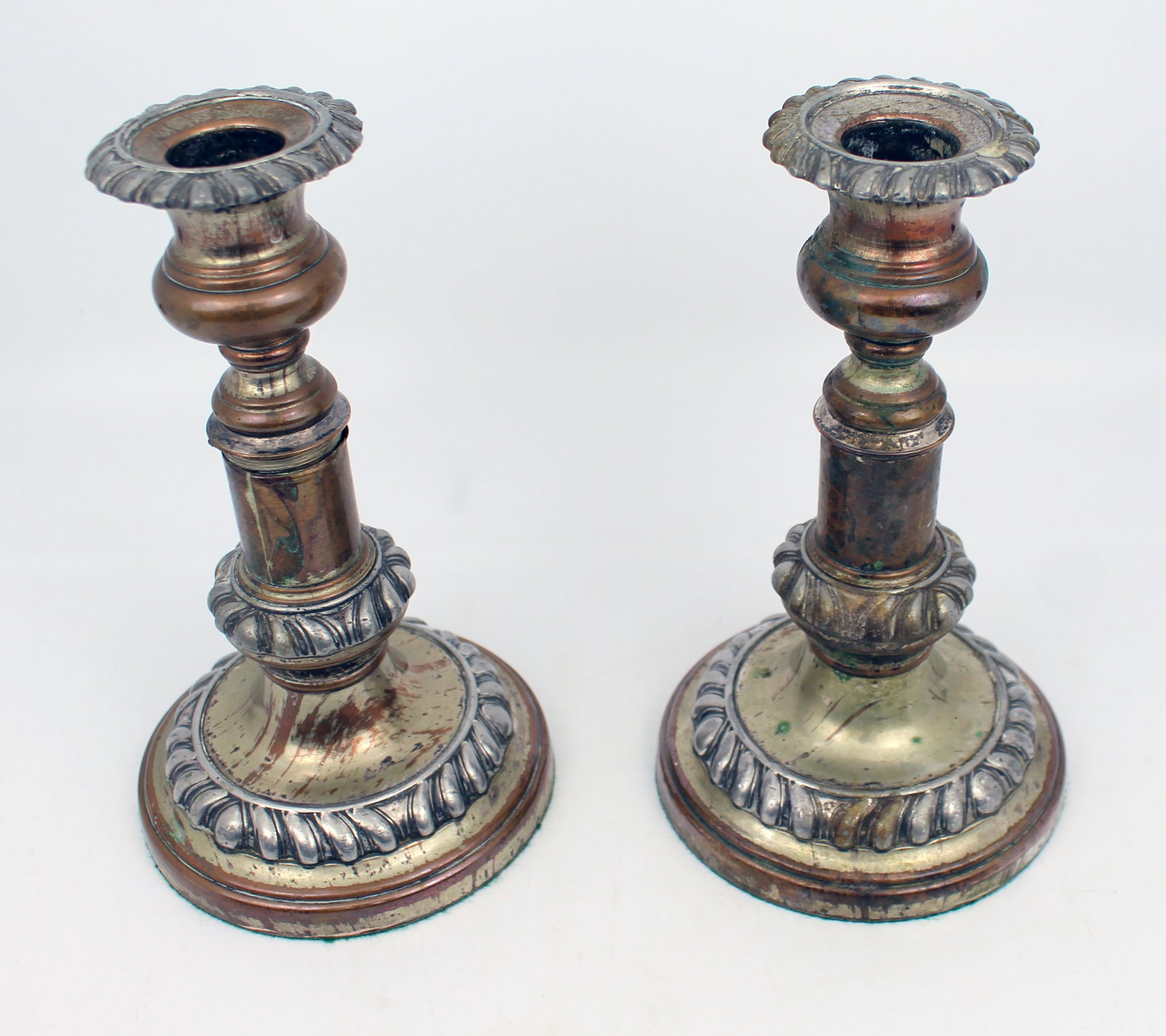 Title: Pair of Antique Sheffield Plate Telescopic Candlesticks Description: Pair of Antique (1 of 1)