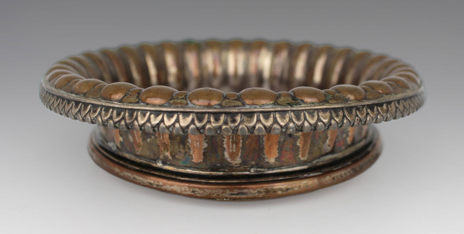 Title: Antique Sheffield Plated Turned Wooden Wine Coaster Description: Antique Sheffield Plated (1 of 1)