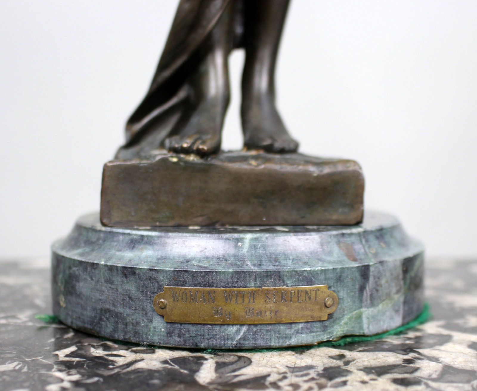 Title: Fine Art Deco Patinated Bronze Figure of a Woman with Serpent Description: Fine Art Deco - 3