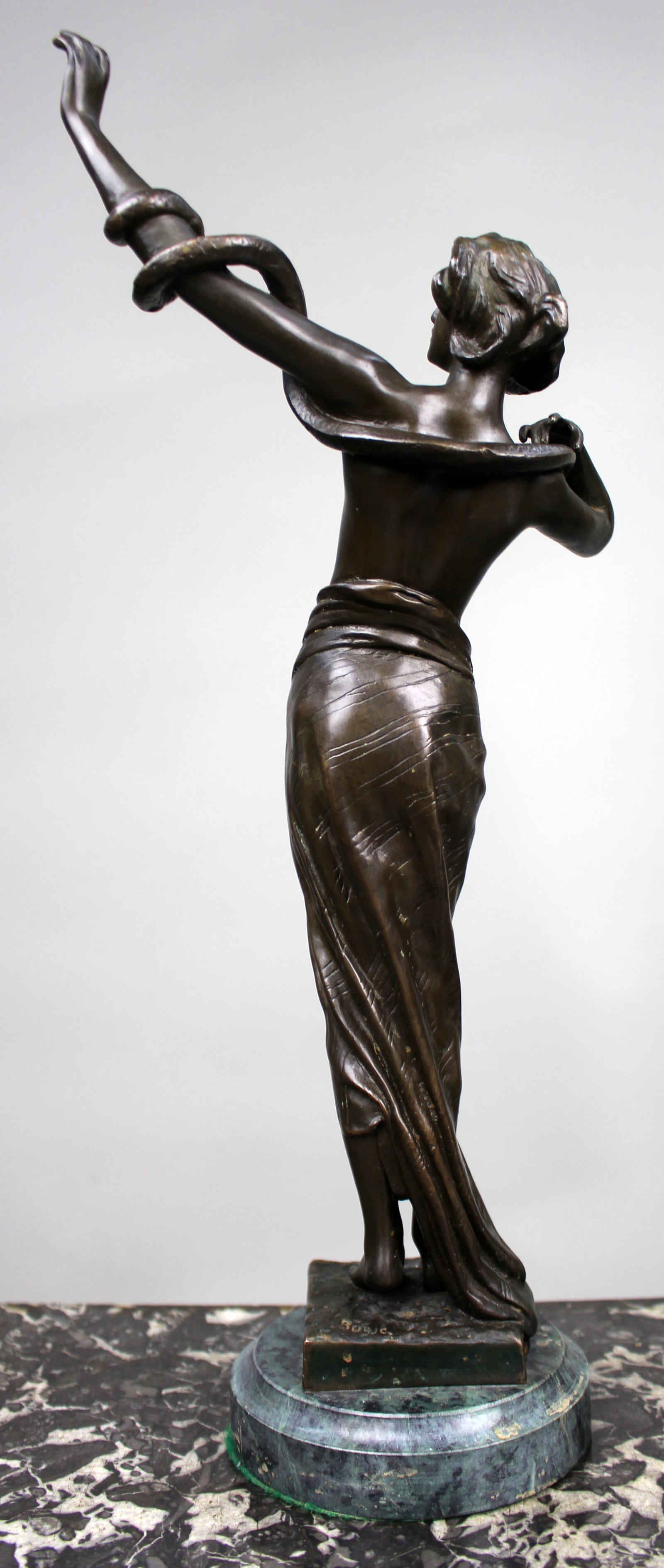 Title: Fine Art Deco Patinated Bronze Figure of a Woman with Serpent Description: Fine Art Deco - 5