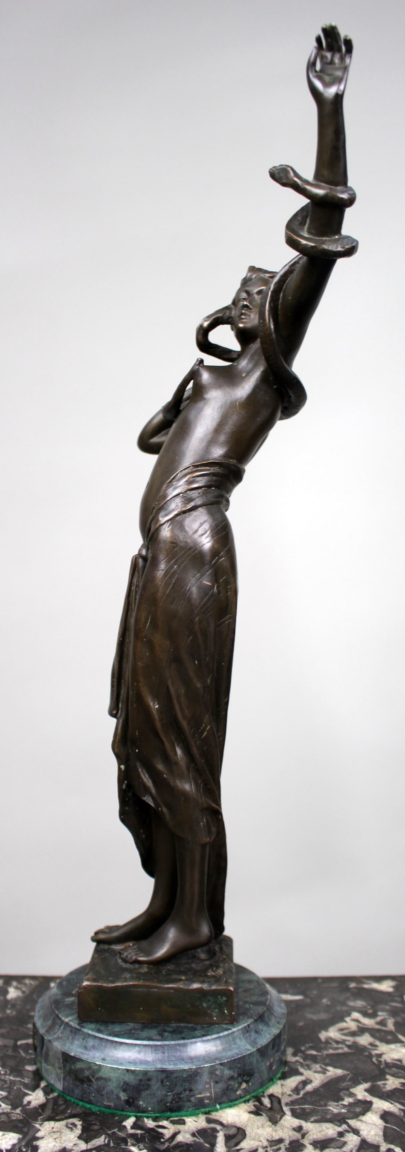 Title: Fine Art Deco Patinated Bronze Figure of a Woman with Serpent Description: Fine Art Deco - 6