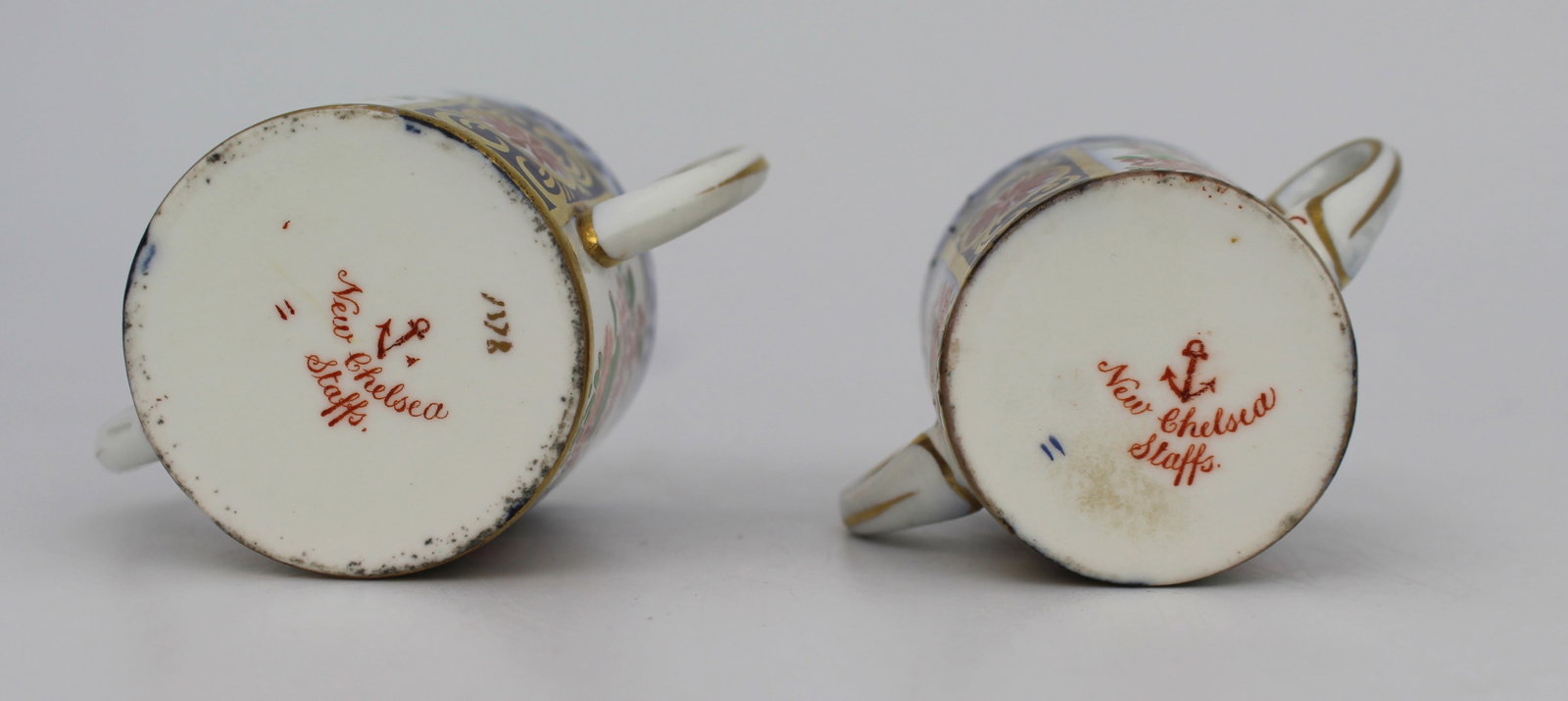 Title: Pair of New Chelsea Staffs Miniature Two Handled Cups c.1920 Description: Pair of New Chelsea - 2