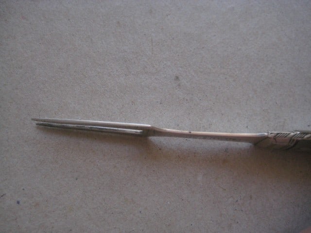 Title: George III Mother of Pearl Hafted Silver Folding Fruit Fork Description: George III - 9