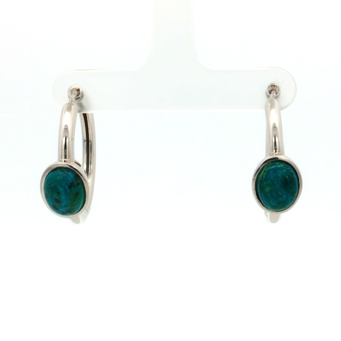 Title: HRD Certified Chrysocolla Cabochon Oval Clip-On Earrings – 925 Sterling Silver Descript - 3