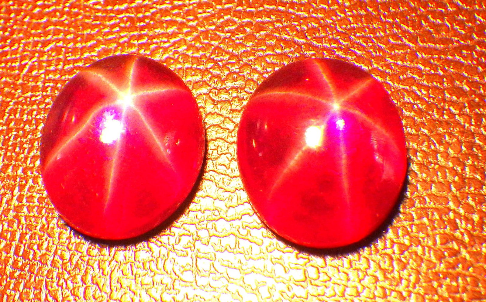 Two Six Ray Star Ruby Cabochons - 4