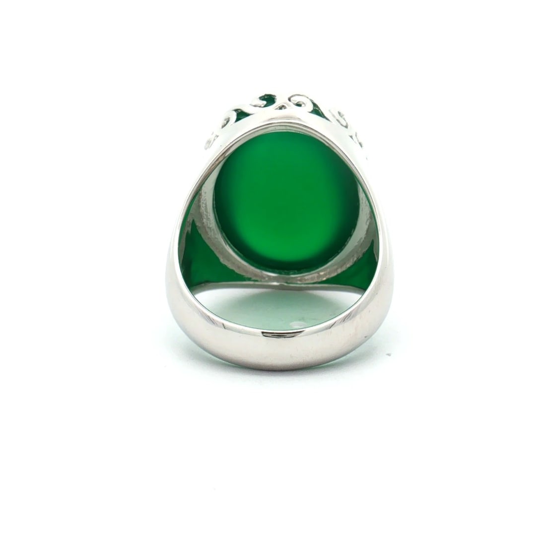 HRD Certified Green Onyx Cabochon Oval Ring – 925 Sterling Silver - 4