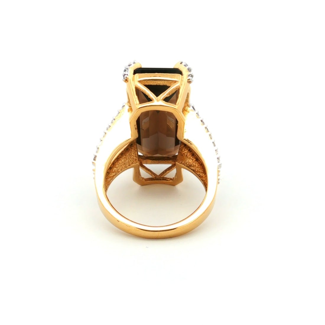 HRD Certified Smoky Quartz & White Topaz Ring – 925 Sterling Silver - 4