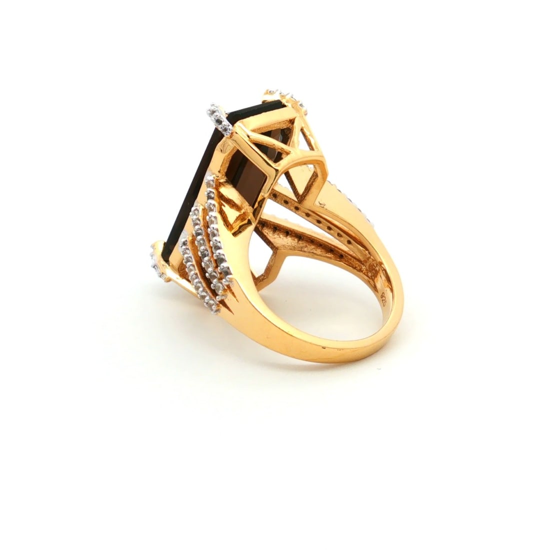 HRD Certified Smoky Quartz & White Topaz Ring – 925 Sterling Silver - 5