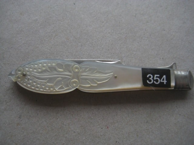 Title: Victorian Mother of Pearl Hafted Silver Folding Fruit Fork Description: Victorian Mothe - 8