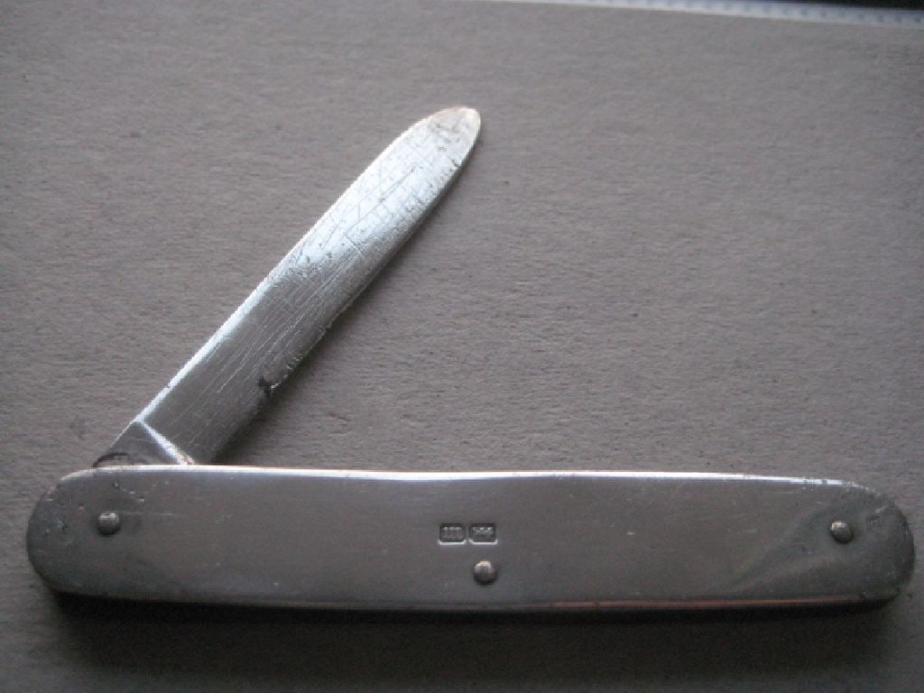 Rare Edwardian Elder Dempster Engraved All Silver Folding Fruit Knife - 2