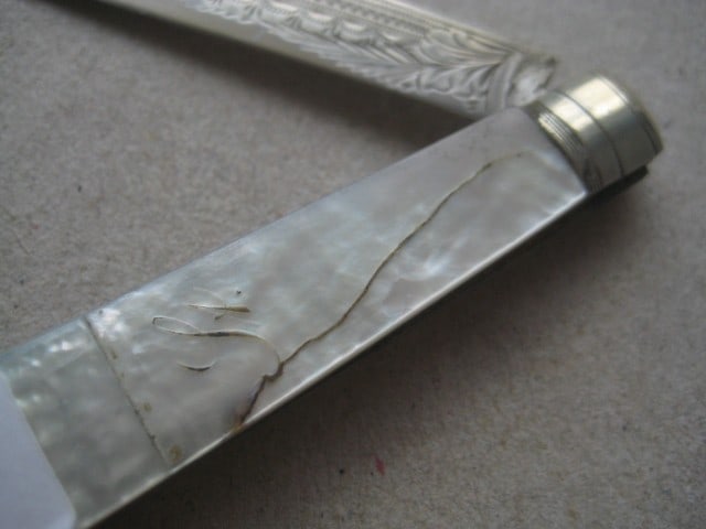 George V Mother of Pearl Hafted Silver Bladed Folding Fruit Knife - 5