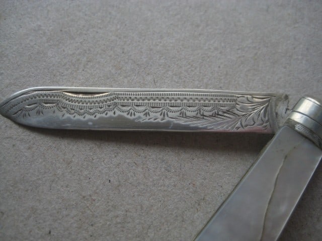 George V Mother of Pearl Hafted Silver Bladed Folding Fruit Knife - 6