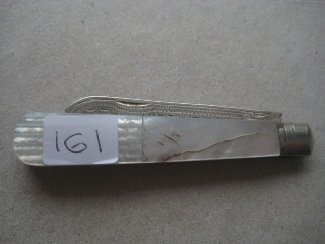 George V Mother of Pearl Hafted Silver Bladed Folding Fruit Knife - 9