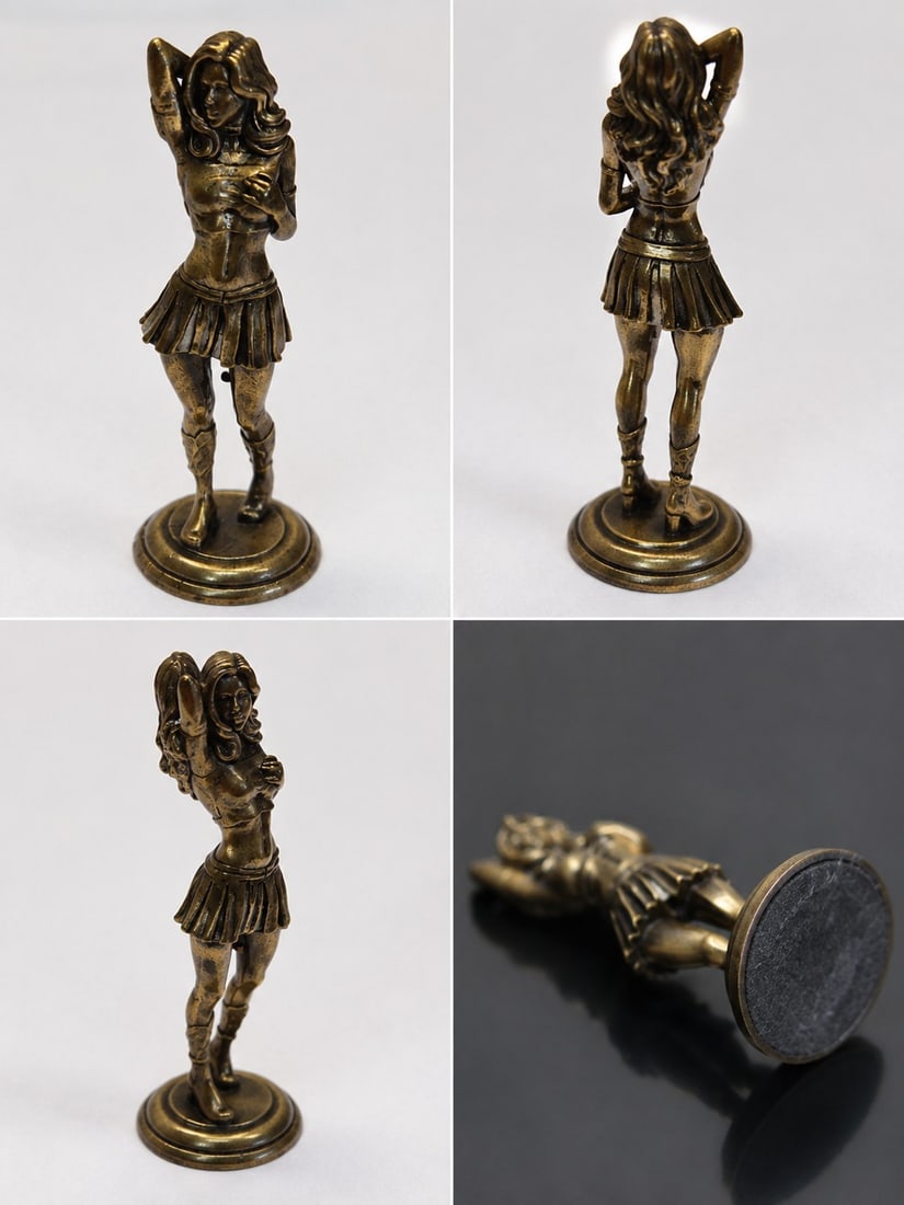 Antique-Style Bronze-Tone Female Figurine – 7 cm: Title: Antique-Style Bronze-Tone Female Figurine – 7 cm Description: Decorative bronze-tone female figurine featuring a detailed standing pose with an antique-style finish. Beautifully sculpted