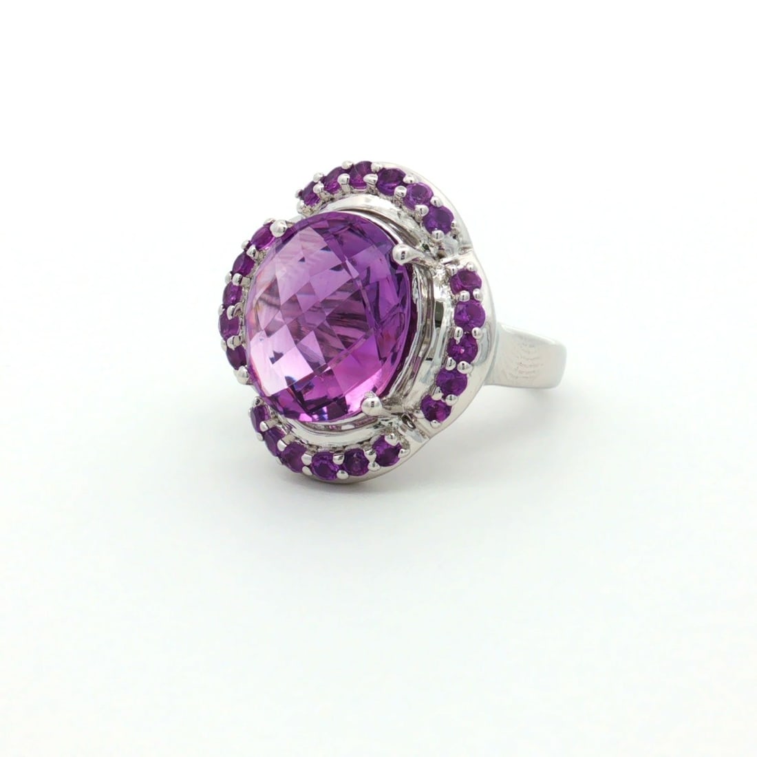 Title: HRD Certified Brazil Amethyst & African Amethyst Ring – 925 Sterling Silver Description - 5