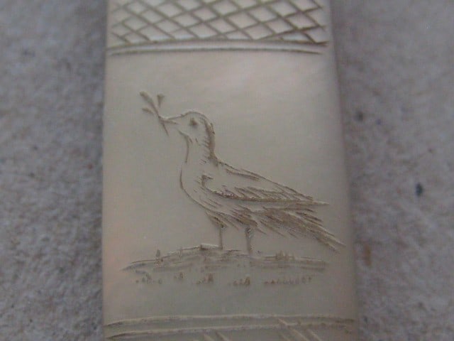 Title: Victorian Mother of Pearl Hafted Silver Bladed Folding Fruit Fork Description: Victoria - 4