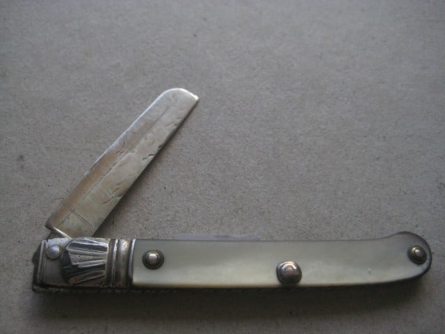 Title: Rare George III Scimitar Silver Bladed Folding Fruit Knife Description: Rare George III - 2