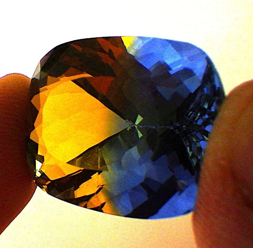 Title: Radiant Cut, Bicoloured Tourmaline 43 Carats Description: A mesmerising, lab created (man - 3