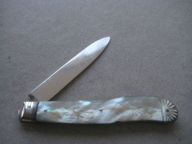 Victorian Mother of Pearl Hafted Silver Bladed Folding Fruit Knife, Sheffield 1853 - 2