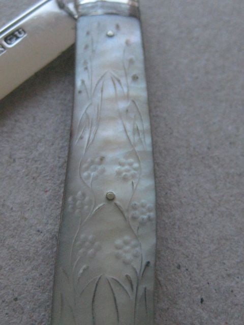 Victorian Mother of Pearl Hafted Silver Bladed Folding Fruit Knife, Sheffield 1853 - 3