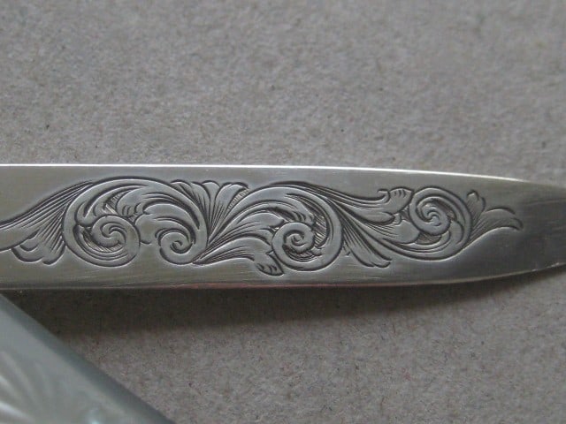 Victorian Mother of Pearl Hafted Silver Bladed Folding Fruit Knife - 7