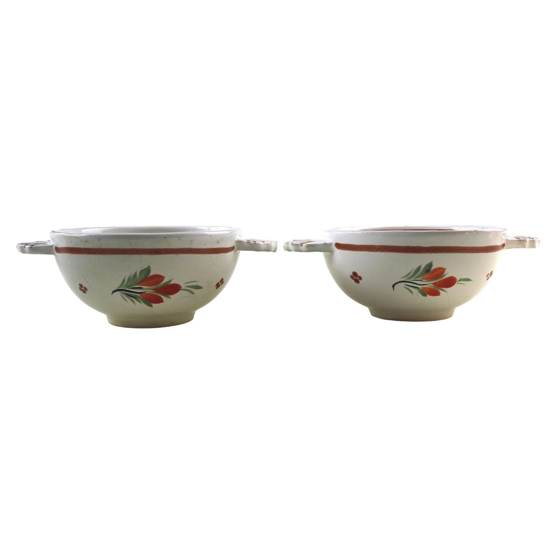 A Pair Vintage Henriot Quimper Faience Pottery Rooster Hand Painted Bowls C.20thC - 4
